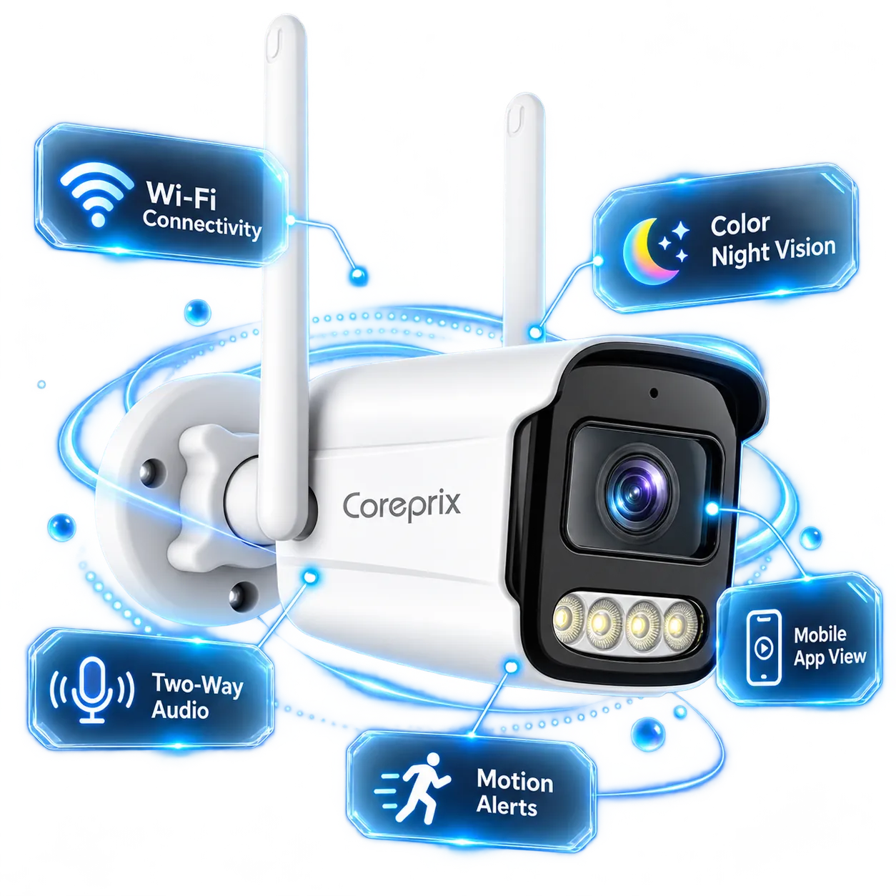 Smart wireless Wi-Fi and 4G camera with dual antennas