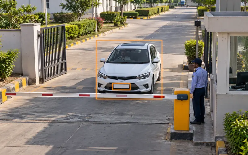 Number plates at the gate: example camera view