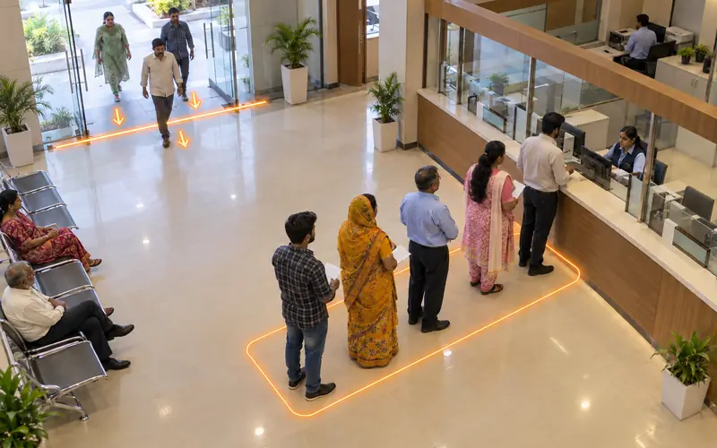 People counting and queues: example camera view