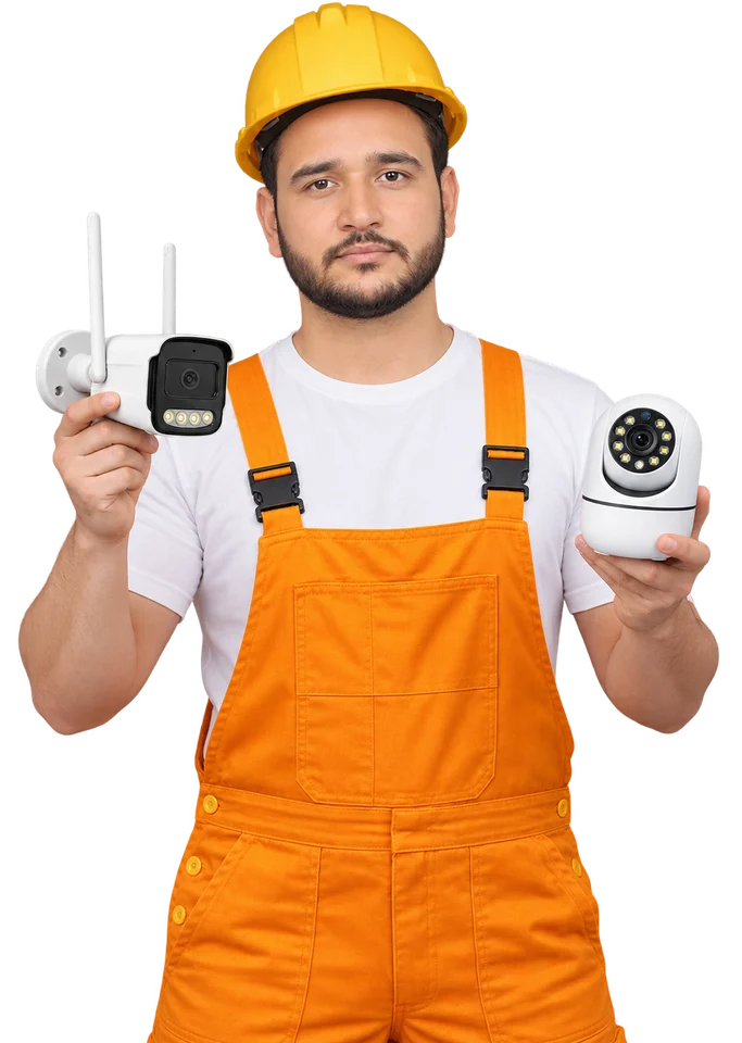 Garud Choudhary with a security camera