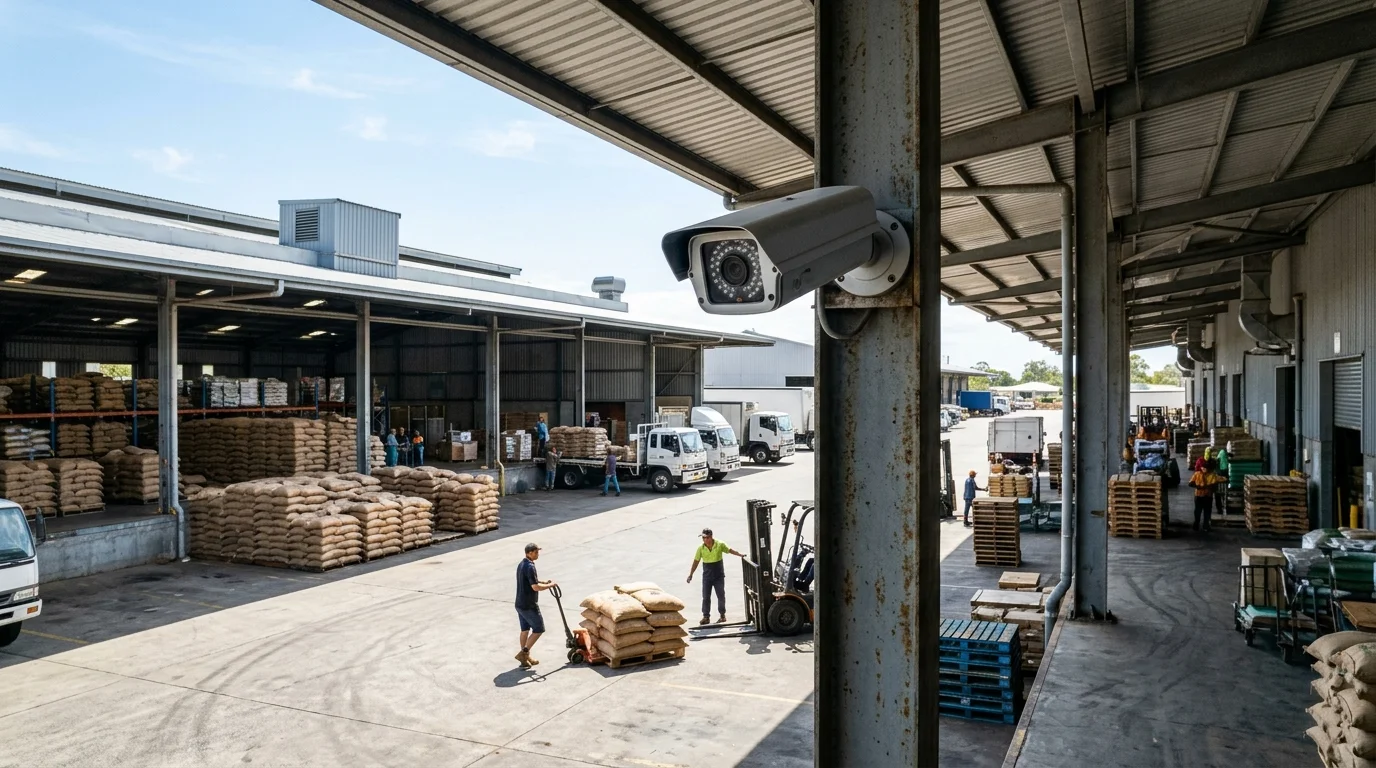 CCTV camera installation in Khairthal grain mandi trading warehouse and storage godowns