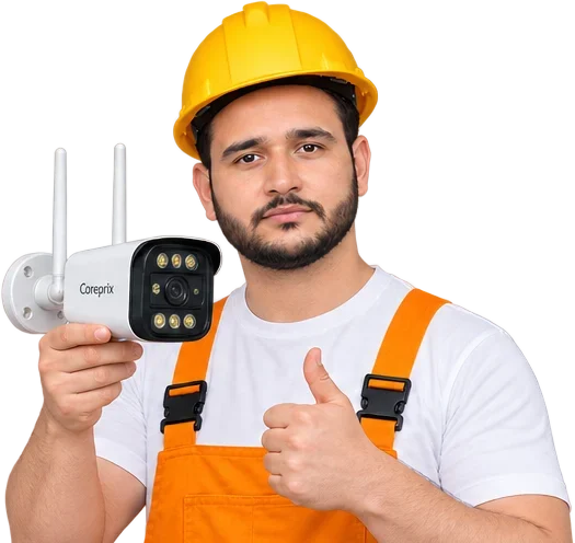 Garud Choudhary with a security camera