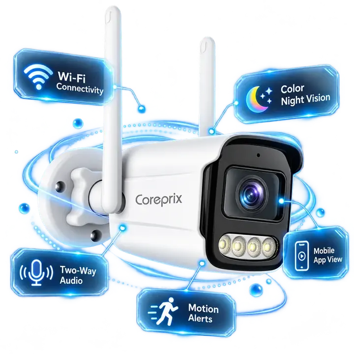 A compact Wi-Fi security camera