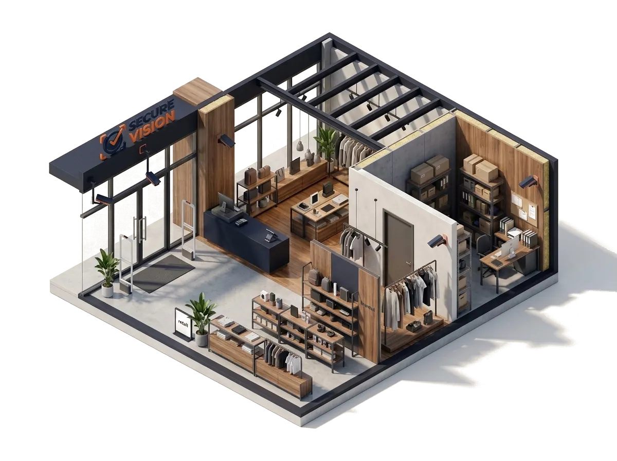 Retail business 3D surveillance day model