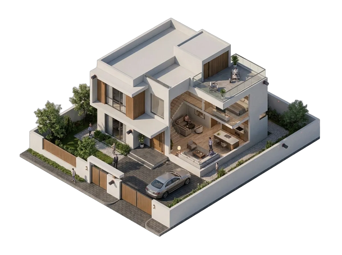 Residential villa 3D surveillance day model